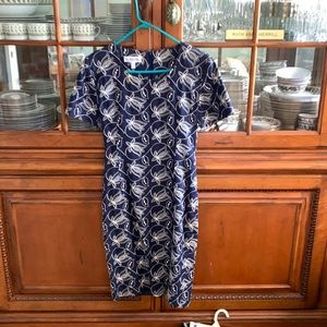 Navy with white embroidered flowers